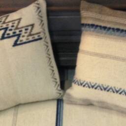 Set Of Two White Pillow Covers. Handwoven Unique Throw Pillows . Decorative Handmade Wool Cushions - thumbnail 4