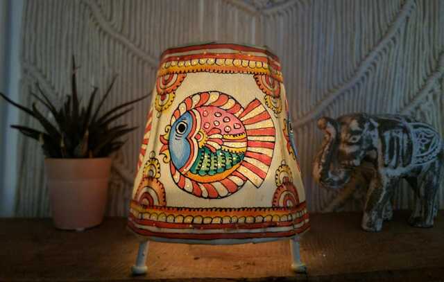 Hand Painted Leather Fish Lampshade Boho Nautical Decor - image 1