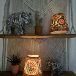 Hand Painted Leather Fish Lampshade Boho Nautical Decor - thumbnail 4