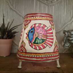 Hand Painted Leather Fish Lampshade Boho Nautical Decor - thumbnail 3