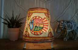 Hand Painted Leather Fish Lampshade Boho Nautical Decor - thumbnail 1