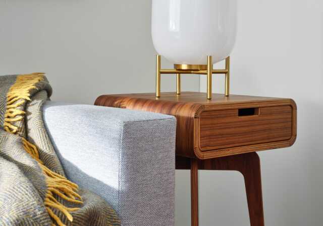 Handmade Mid Century Modern Walnut Or Maple End Table With Drawer - Narrow Nightstand Alternative - image 1