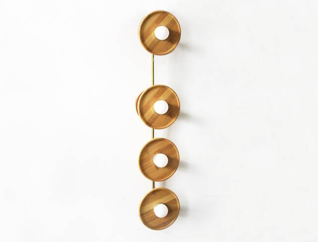 Quattro Bohemian Bamboo Wall Fixture Light Vanity Entry Vertical Sconce Kitchen Lighting - image 1