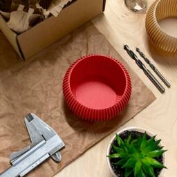 Medium Planter 71P01.500.red/3D Printed Plant Pot Ecofriendly & Geometric Minimalist Modern - thumbnail 3