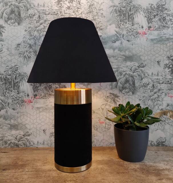 Black Empire Lampshade in Velvet - Choice Of Lining - image 1