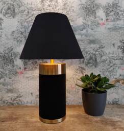 Black Empire Lampshade in Velvet - Choice Of Lining - thumbnail 1