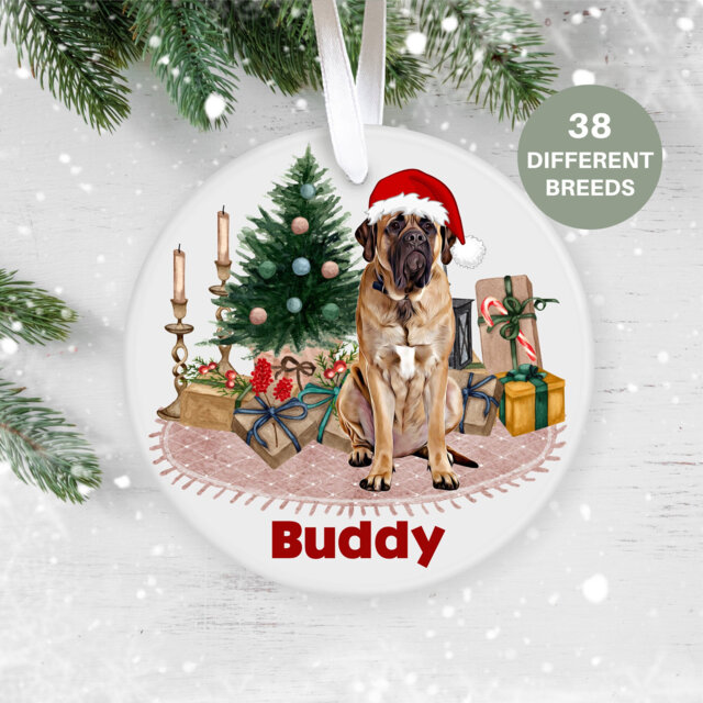 English Mastiff, Personalised Christmas Ornament, Tree Custom Dog Pet Lover, Personalized Bauble Uk, Ceramic - image 1