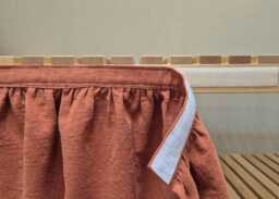 Terracotta Linen Sink Skirt, Natural White For Bathroom, Utility Vanity Shelf Self Adhesive