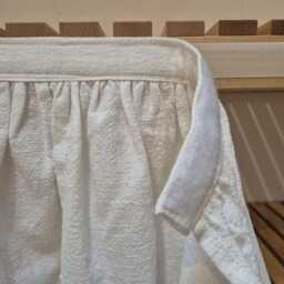 Terracotta Linen Sink Skirt, Natural White For Bathroom, Utility Vanity Shelf Self Adhesive - thumbnail 2