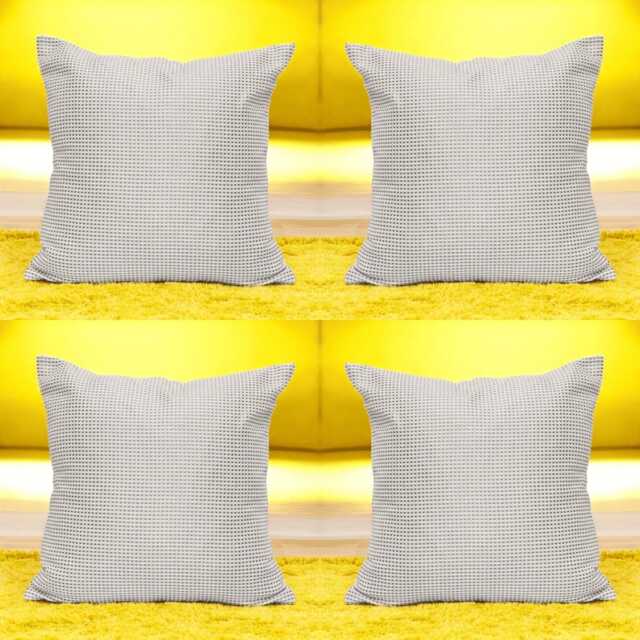 Tile-stitched Beige & Grey Cushion Covers - Set Of 4 - 18x18 - image 1