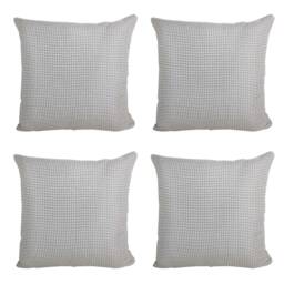 Tile-stitched Beige & Grey Cushion Covers - Set Of 4 - 18x18 - thumbnail 2