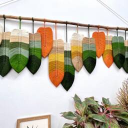 Large Boho Macrame Feather Wall Hanging Colorful Nursery Decor - thumbnail 4