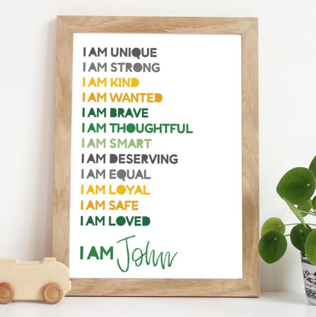 Positive Affirmation Print, Inspirational Quotes, Boys Bedroom Prints, Wall Art, Nursery Decor, Green Yellow - image 1