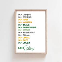 Positive Affirmation Print, Inspirational Quotes, Boys Bedroom Prints, Wall Art, Nursery Decor, Green Yellow - thumbnail 2