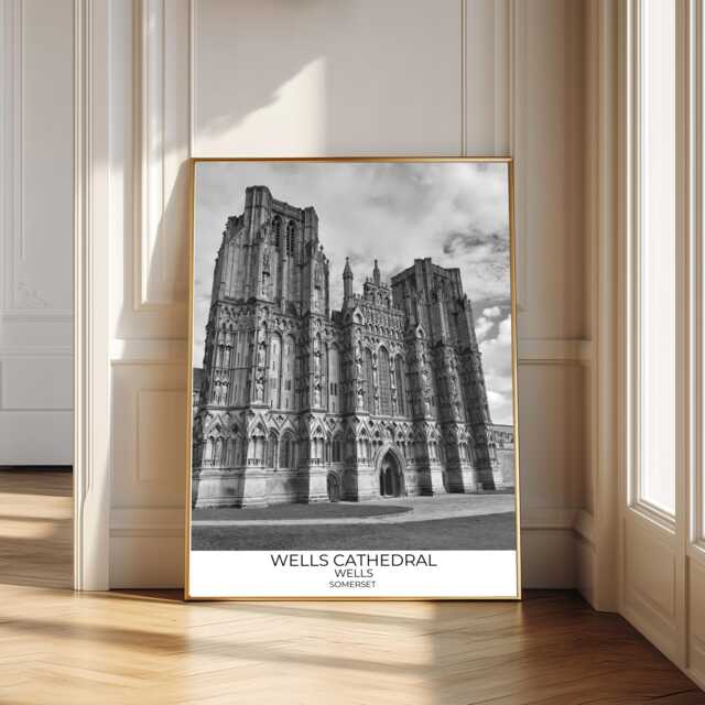 Wells Cathedral Print Somerset Black & White Photography Wall Art - image 1