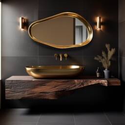 Asymmetrical Gold Frame Mirror Modern Home & Wall Decor, Vanity, Bathroom, Living Room Mirror