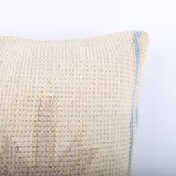 Handmade Turkish Kilim Pillow Embroidered Wool Cushion - 18''x18'' - thumbnail 3