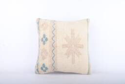 Handmade Turkish Kilim Pillow Embroidered Wool Cushion - 18''x18'' - thumbnail 1