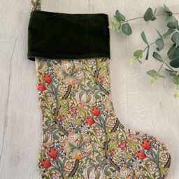 William Morris Fabric - Christmas Stocking Xmas Decoration- Velvet Cuff - thumbnail 3