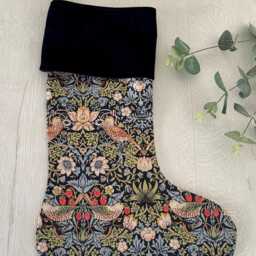 William Morris Fabric - Christmas Stocking Xmas Decoration- Velvet Cuff - thumbnail 2