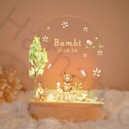Personalized Bunny Night Light Moon & Stars Nursery Decor - thumbnail 4