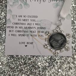 Personalised Ultrasound Baby Scan Photo Christmas Tree Bauble/stocking Filler/xmas Gift/I'm On My Way/Love Bump/xmas/Excited To Meet You - thumbnail 2