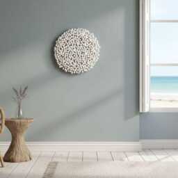 White Dimensional Textured Clay Coral Wall Art 3D Sea Inspired Beach House Sculpture - thumbnail 4