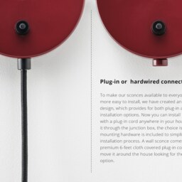 Lea Mid Century Modern Plug-In Wall Sconce Burgundy Red With Shades Flush Mount Vanity Light Bedside Lamp Retro Fixture - thumbnail 3