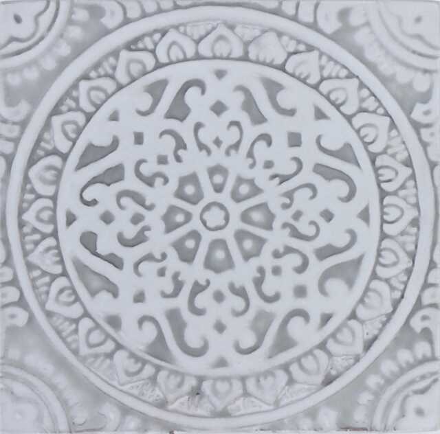 Decorative Mandala Ceramic Tile Rustic Boho Wall Art, - 20cm/7.9 - image 1