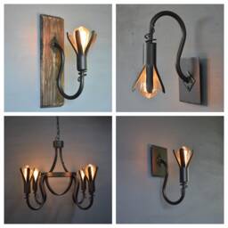 Rustic Wood & Wrought Iron Chandelier, Ceilling Light, Foyer Farmhouse Chandelier Lighting, Log Cabin Lighting - thumbnail 4