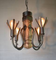 Rustic Wood & Wrought Iron Chandelier, Ceilling Light, Foyer Farmhouse Chandelier Lighting, Log Cabin Lighting