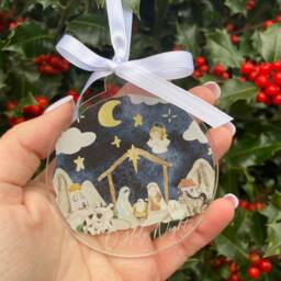 Nativity Christmas Bauble - Tree Nativity Scene Christian Gifts Religious Gift O Holy Night Xmas - thumbnail 3