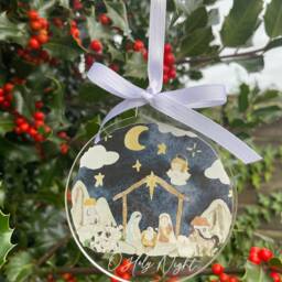 Nativity Christmas Bauble - Tree Nativity Scene Christian Gifts Religious Gift O Holy Night Xmas - thumbnail 2