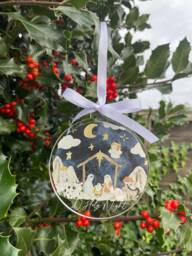 Nativity Christmas Bauble - Tree Nativity Scene Christian Gifts Religious Gift O Holy Night Xmas - thumbnail 1