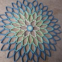 Handmade Paper Dahlia Wall Art Blue Green Floral Home Decor - thumbnail 3