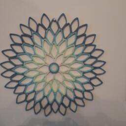 Handmade Paper Dahlia Wall Art Blue Green Floral Home Decor - thumbnail 4