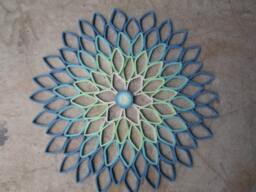 Handmade Paper Dahlia Wall Art Blue Green Floral Home Decor - thumbnail 1