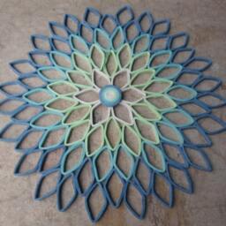 Handmade Paper Dahlia Wall Art Blue Green Floral Home Decor - thumbnail 2