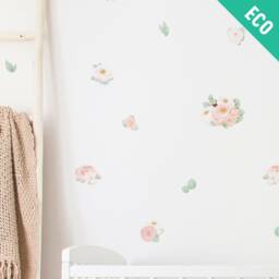 Spring Bloom Pink Roses & Peonies Wall Decals, Plastic-Free Stickers For Kids & Grown-Ups