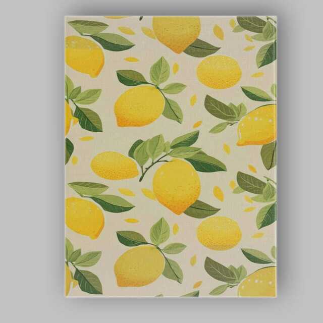 Yellow Lemon Botanical Repeat Pattern Canvas Wall Art Print Decor Picture Ready To Hang - image 1
