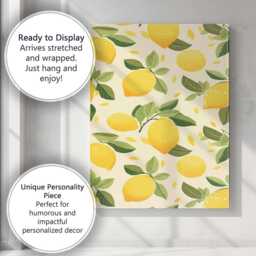 Yellow Lemon Botanical Repeat Pattern Canvas Wall Art Print Decor Picture Ready To Hang - thumbnail 3