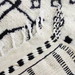 Modern Beni Ourain Made To Order - Shag Rug Living Room Home Decor Black & White Carpet Moroccan Tapis Azilal Soft Wool - thumbnail 4