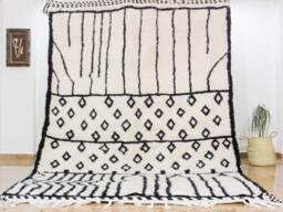 Modern Beni Ourain Made To Order - Shag Rug Living Room Home Decor Black & White Carpet Moroccan Tapis Azilal Soft Wool - thumbnail 1