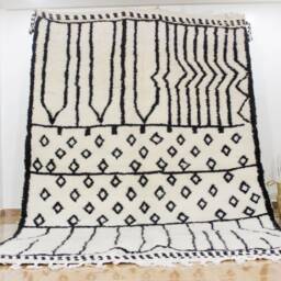 Modern Beni Ourain Made To Order - Shag Rug Living Room Home Decor Black & White Carpet Moroccan Tapis Azilal Soft Wool - thumbnail 2