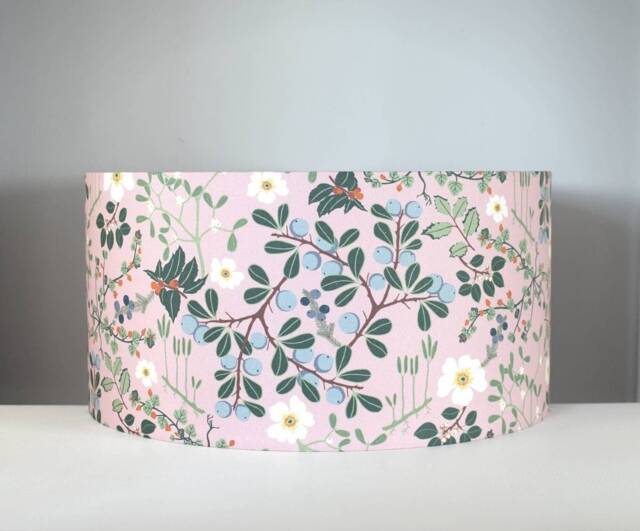 Dusky Pink Floral Lampshade, Wild Meadow Flower Pattern Scandinavian Fabric, 20cm To 45cm ?? Handmade By Vivid Shades - image 1