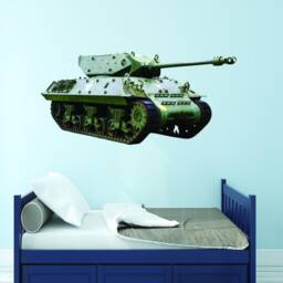Military Tank Vinyl Wall Stickers - Army Camouflauge Art Decor Peel & Stick Reusable Fabric Decal Vwaq Pas16