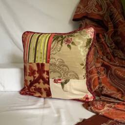 Woven Jacquard Pillow Cover Terra Cotta Chenille With Tassel Trim - thumbnail 2