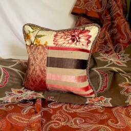 Woven Jacquard Pillow Cover Terra Cotta Chenille With Tassel Trim - thumbnail 3