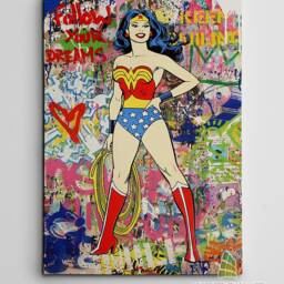 Graffiti Superhero Woman Canvas Art Wall Print Picture Banksy Style Framed Home Decor -C817 - thumbnail 2