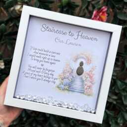 Personalised Pebble Art Rememberance Frame. Staircase To Heaven Poem. Sympathy Gift. Memory Heaven - thumbnail 1